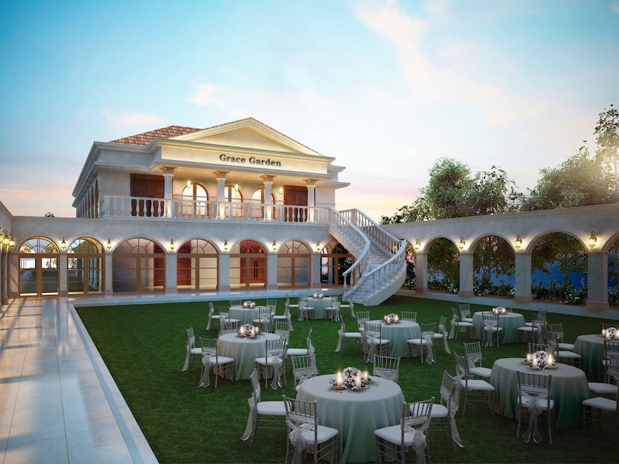 Outdoor banquet area