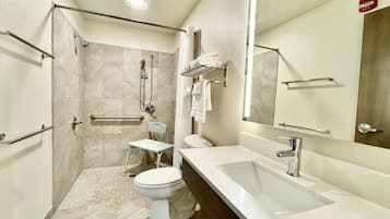 Standard Room, 1 Queen Bed, Accessible, Kitchenette | Bathroom | Free toiletries, hair dryer, towels, soap