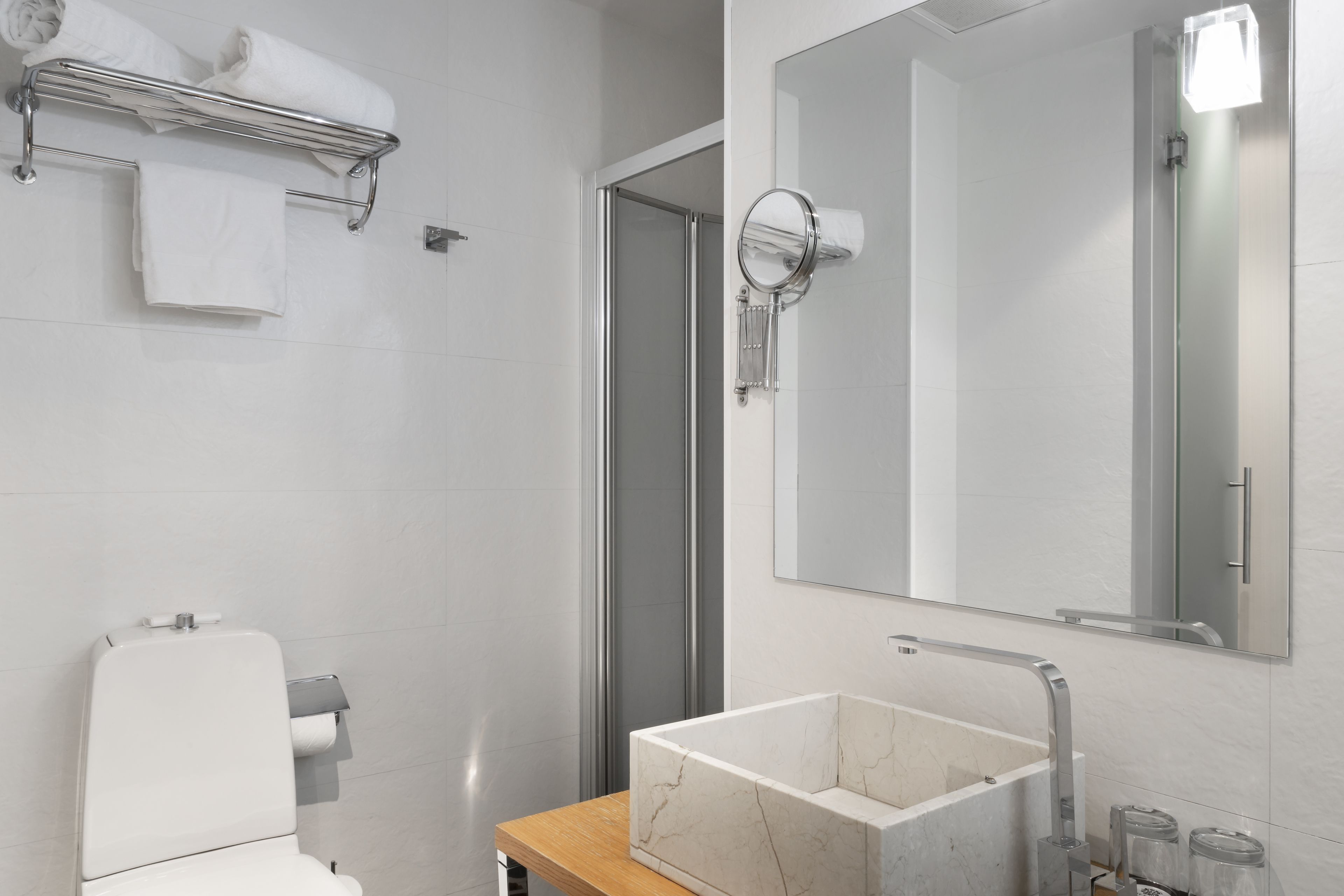 basic double room | bathroom | shower, designer toiletries, hair dryer, towels