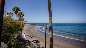 A beach with palm trees, a clear sky, and the ocean. - Servatur Caribe (Adeje)