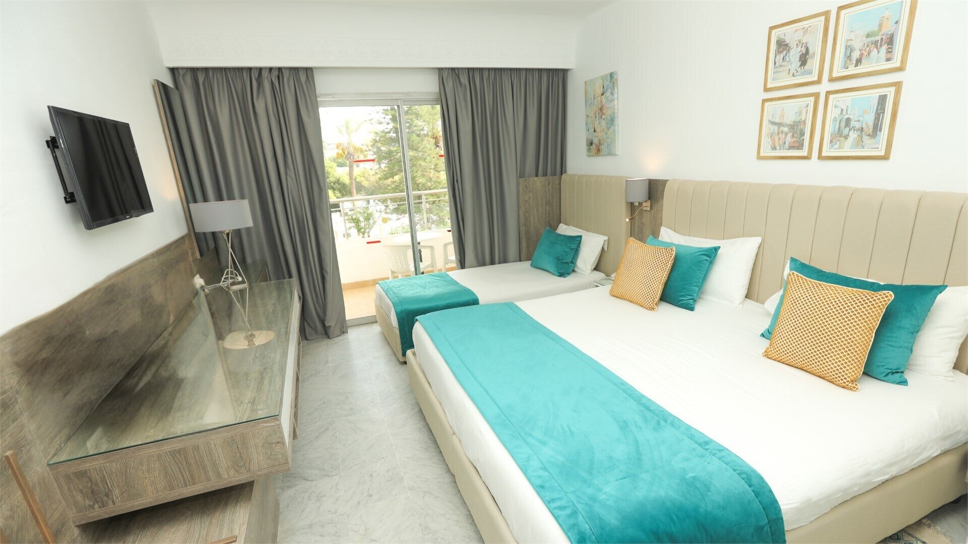 Triple Room, Garden View | Premium bedding, minibar, desk, blackout drapes