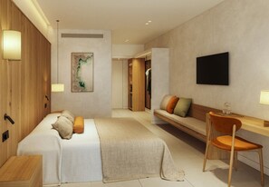 Minibar, in-room safe, desk, laptop workspace - Hotel Delfín (Tossa de Mar)