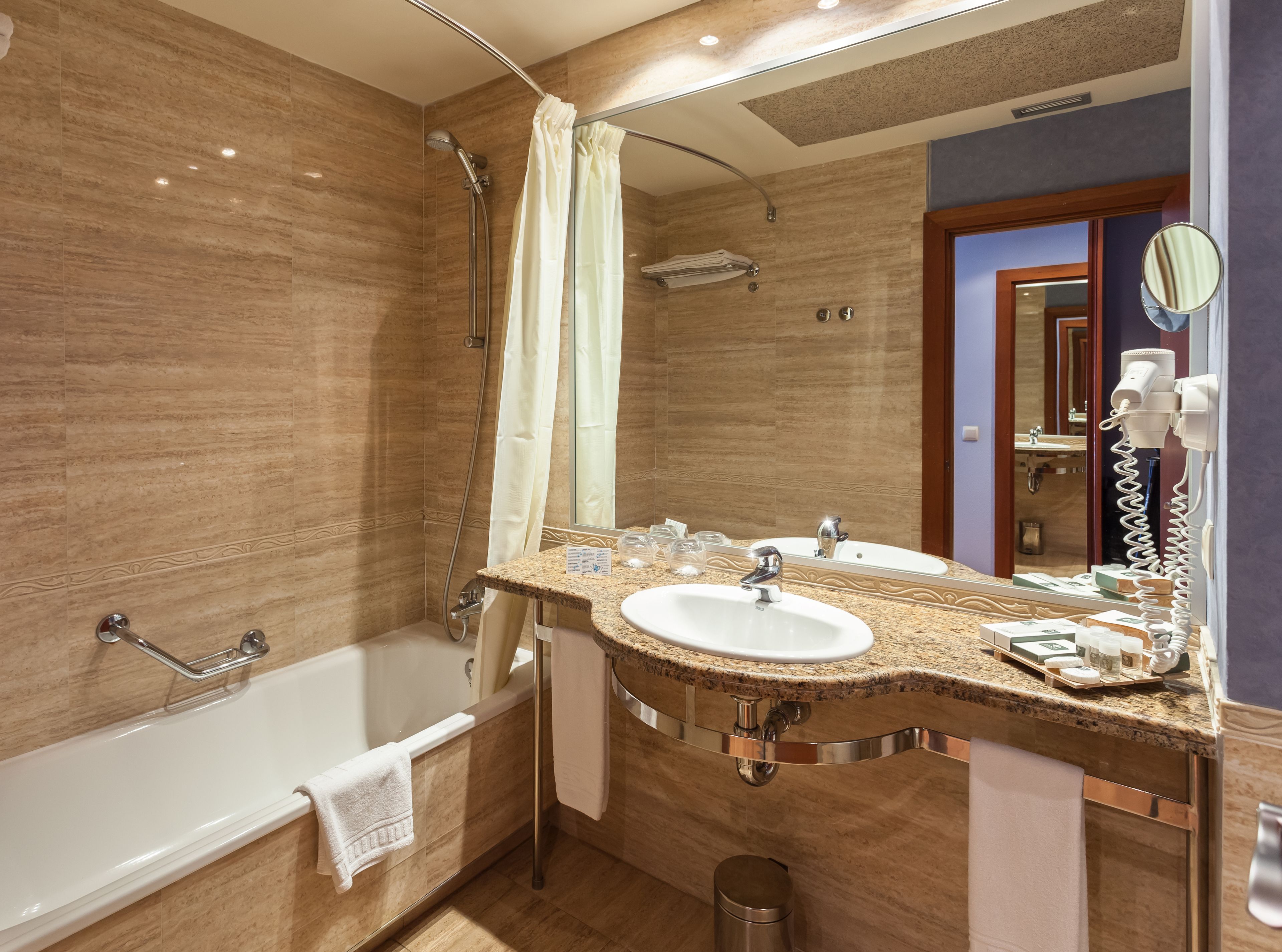 free toiletries, hair dryer, towels, soap