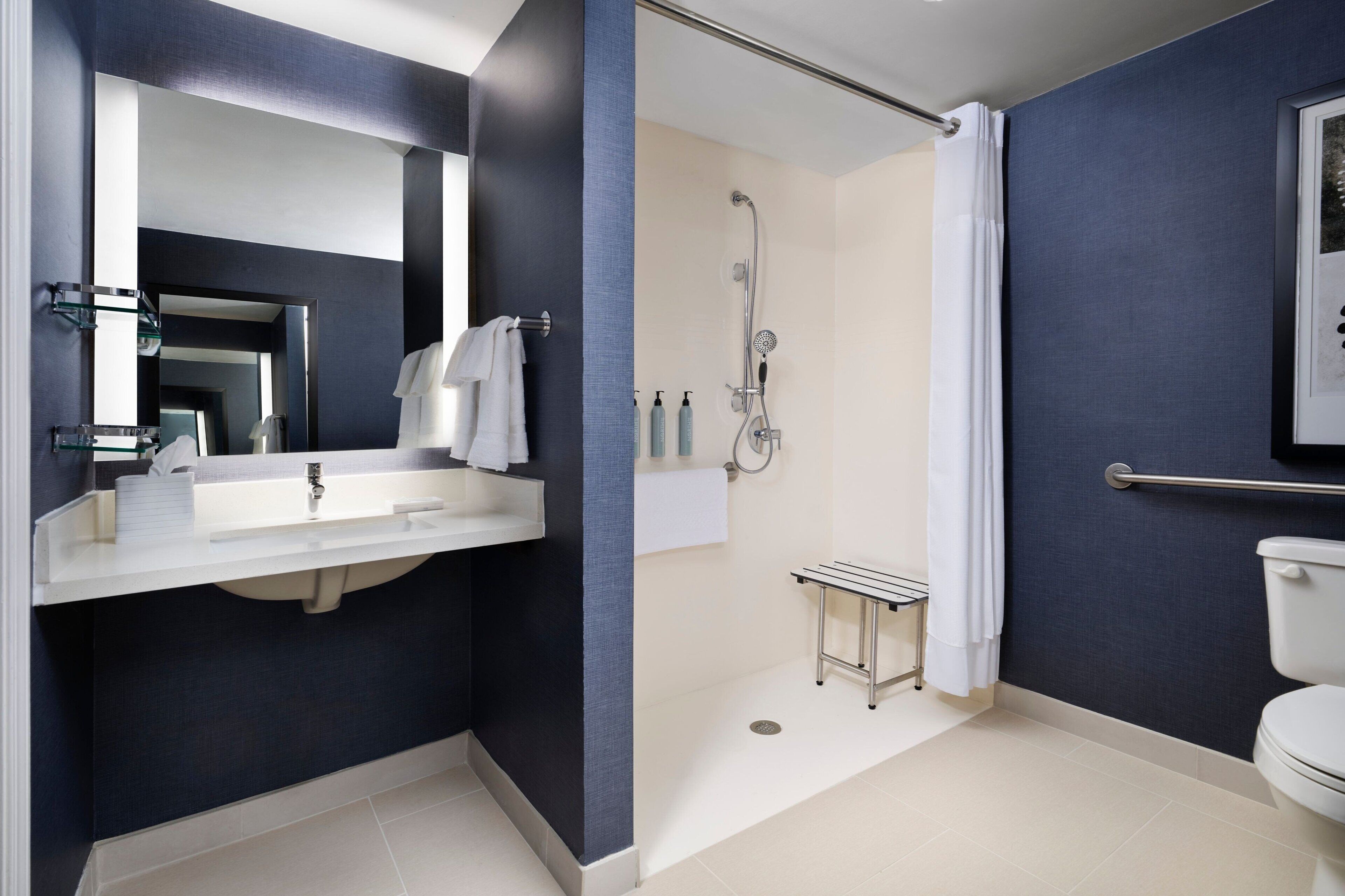 free toiletries, hair dryer, towels, soap