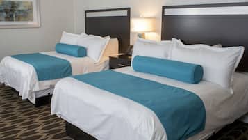 Standard Room, 2 Queen Beds, Non Smoking | Premium bedding, desk, blackout drapes, iron/ironing board