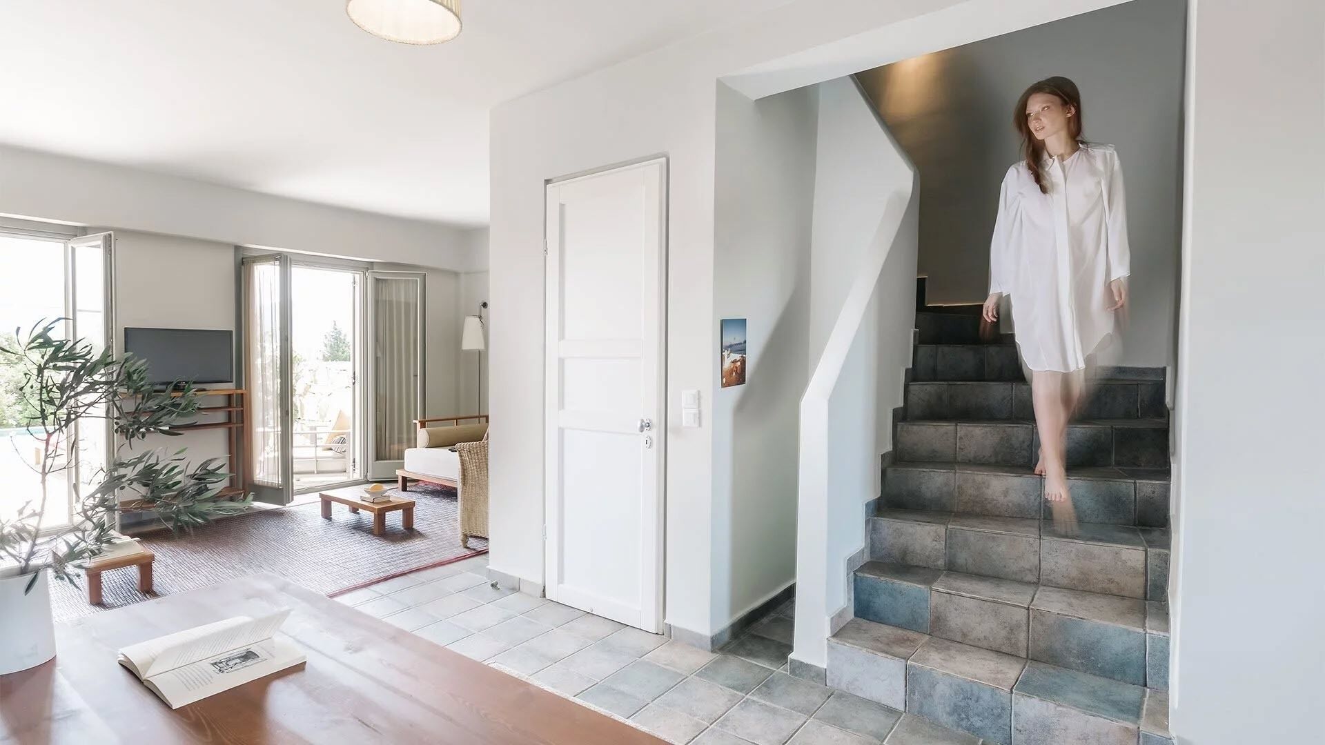 maisonette (2 levels, sea view, shared pool) | living area | plasma tv, dvd player, ipod dock