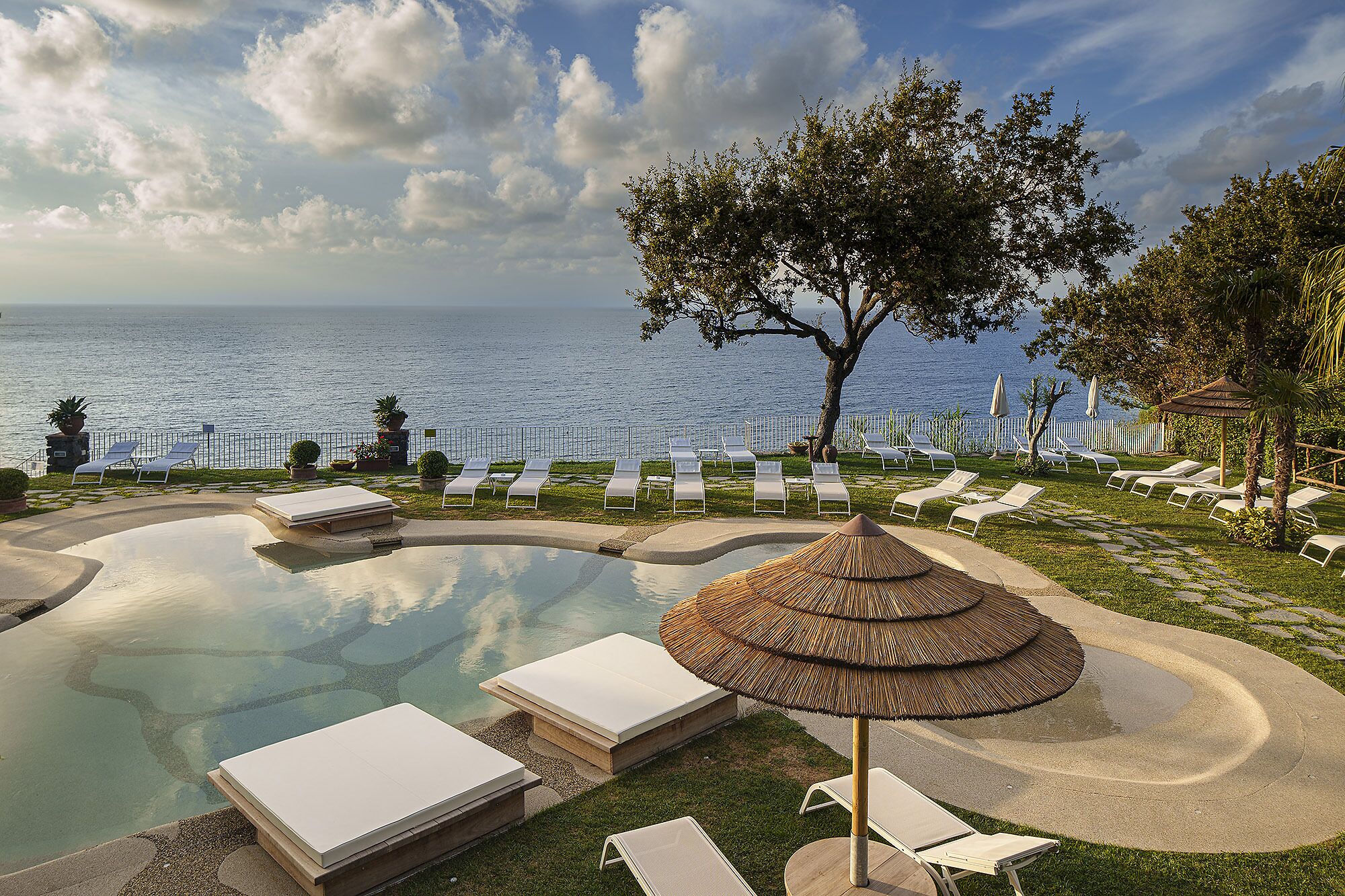 outdoor pool, pool loungers