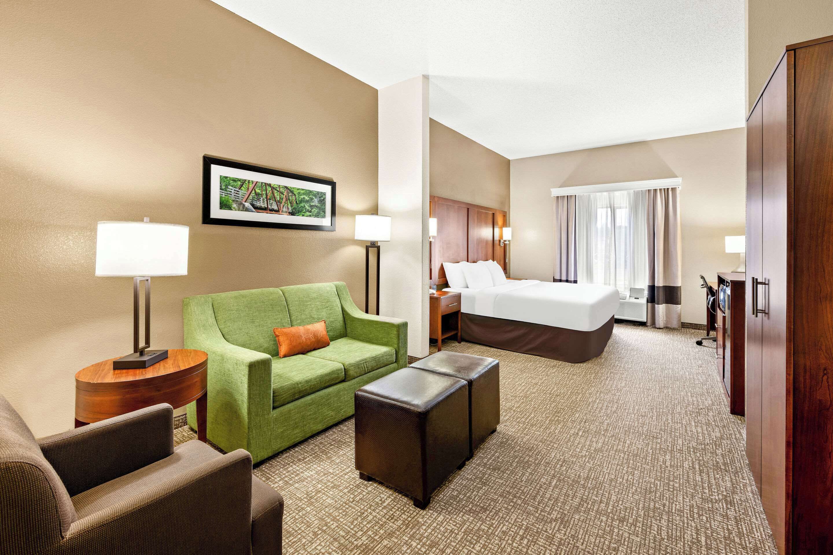 suite, 1 king bed, accessible, non smoking (roll-in shower) | desk, blackout curtains, iron/ironing board, free cots/infant beds