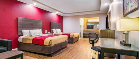 Standard Room, 2 Queen Beds, Smoking | Desk, iron/ironing board, free WiFi, bed sheets