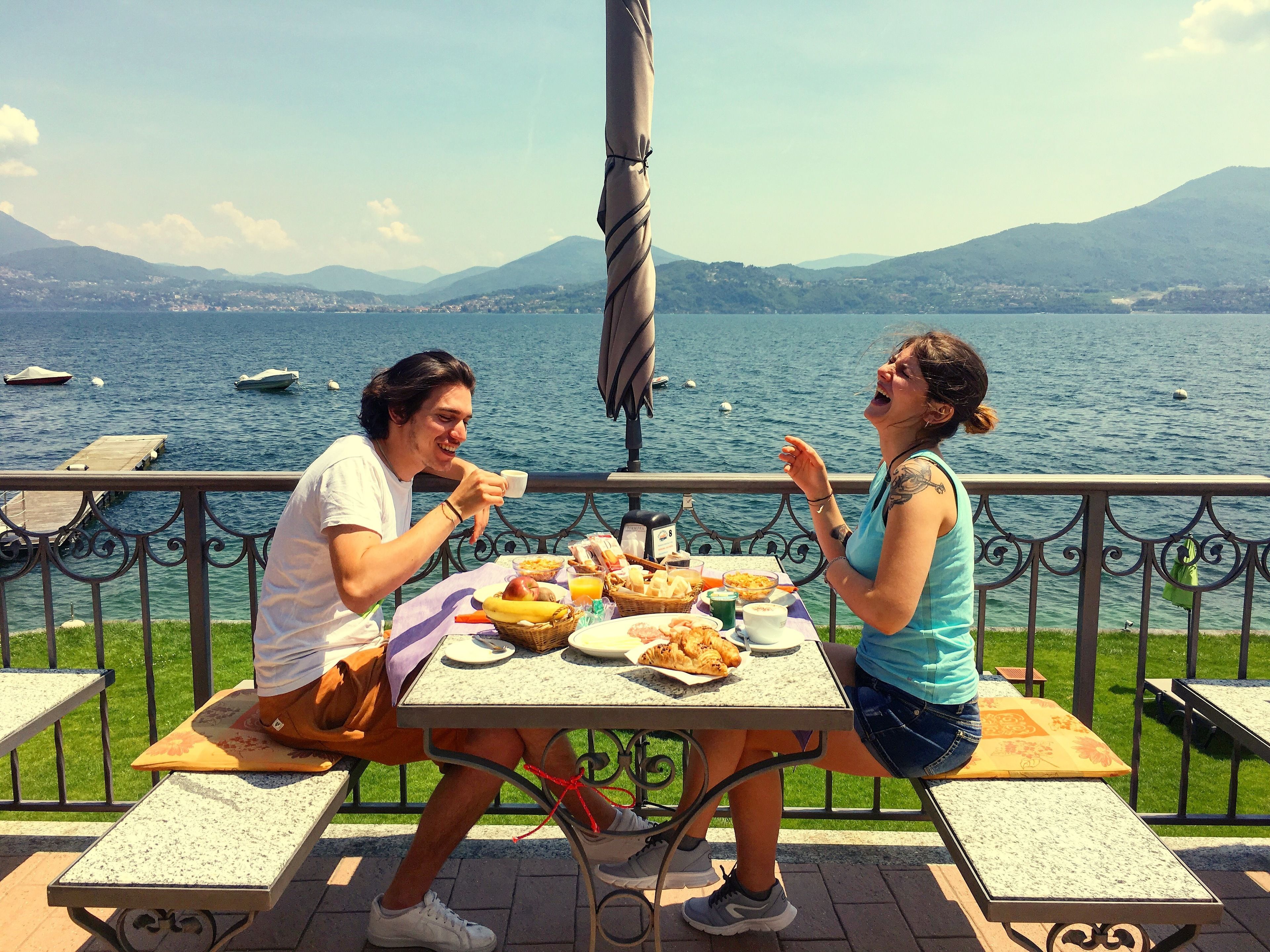 Frühstück, Mittagessen, Abendessen, Blick auf den Strand 
