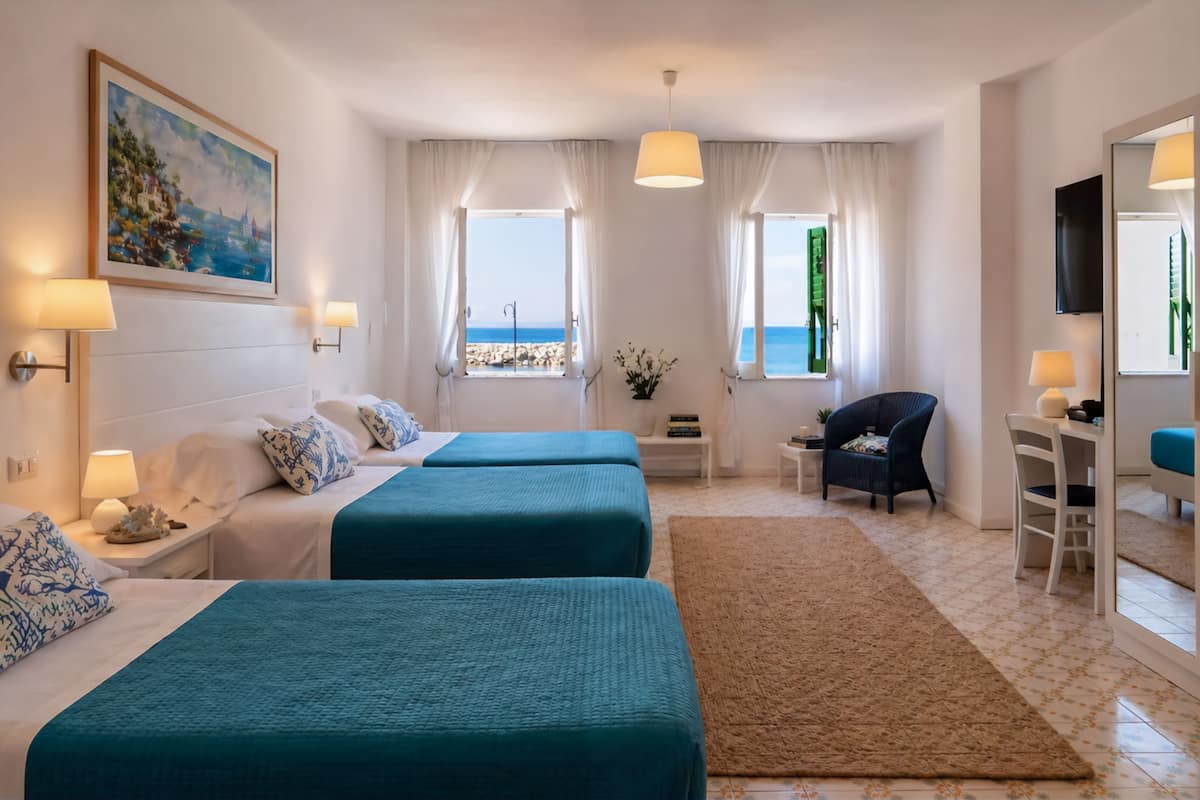 Room, Multiple Beds, Sea View