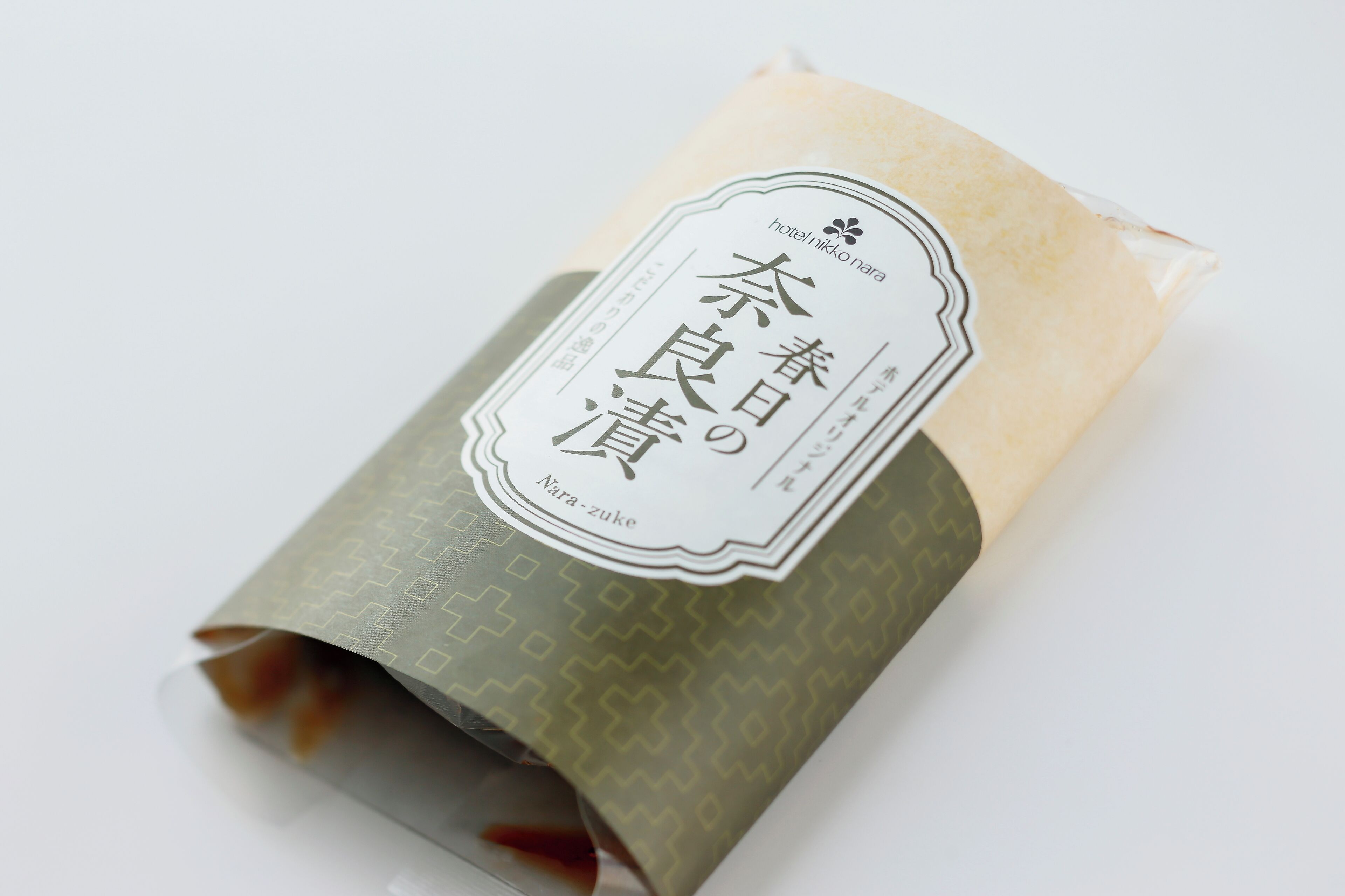 A package with a label that reads "hotel nikko nara" and "Nara-zuke".