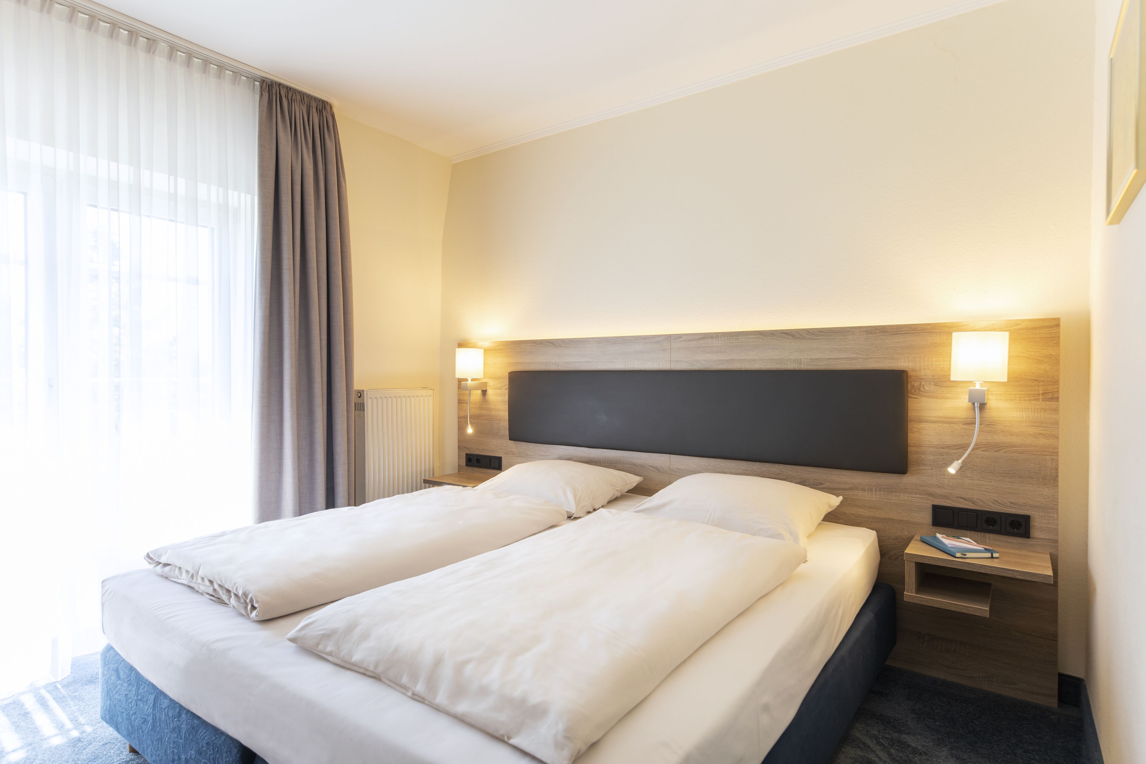 comfort double room | hypo-allergenic bedding, desk, laptop workspace, blackout curtains