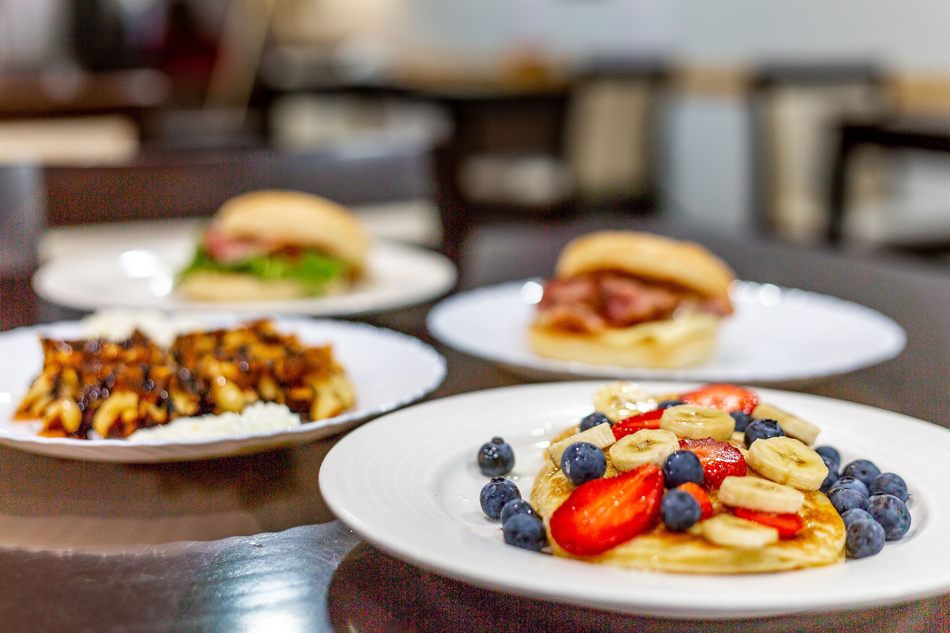 breakfast, lunch and dinner served