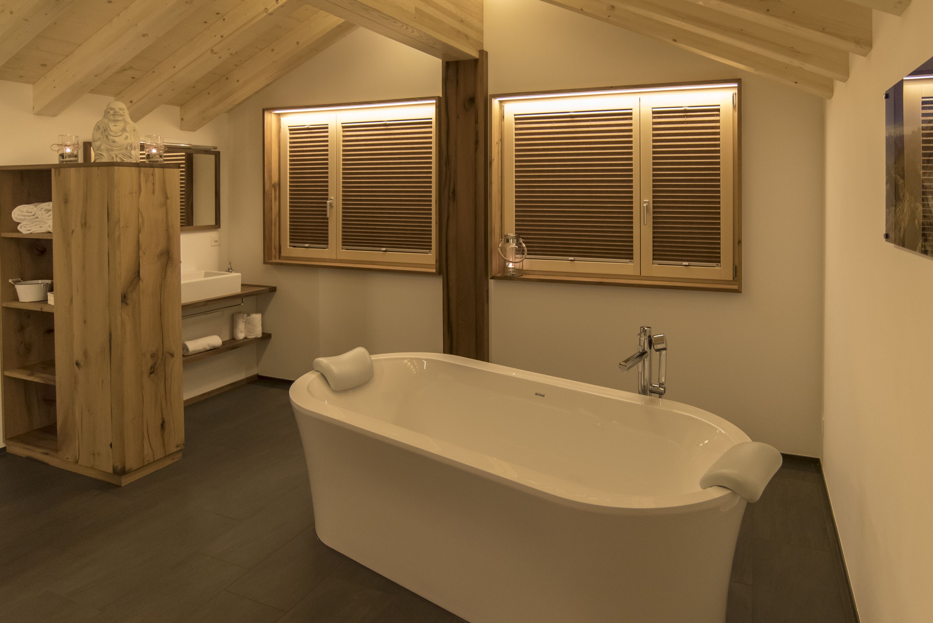 suite, balcony, mountain view (slalom suite) | bathroom | hair dryer, towels