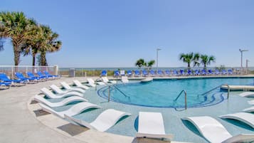 Outdoor pool, pool loungers