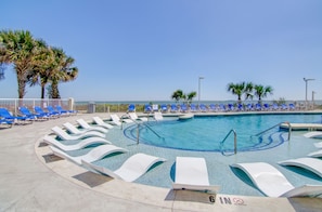 Outdoor pool, pool loungers