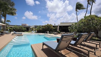 Outdoor pool, open 8:00 AM to 8:00 PM, pool loungers