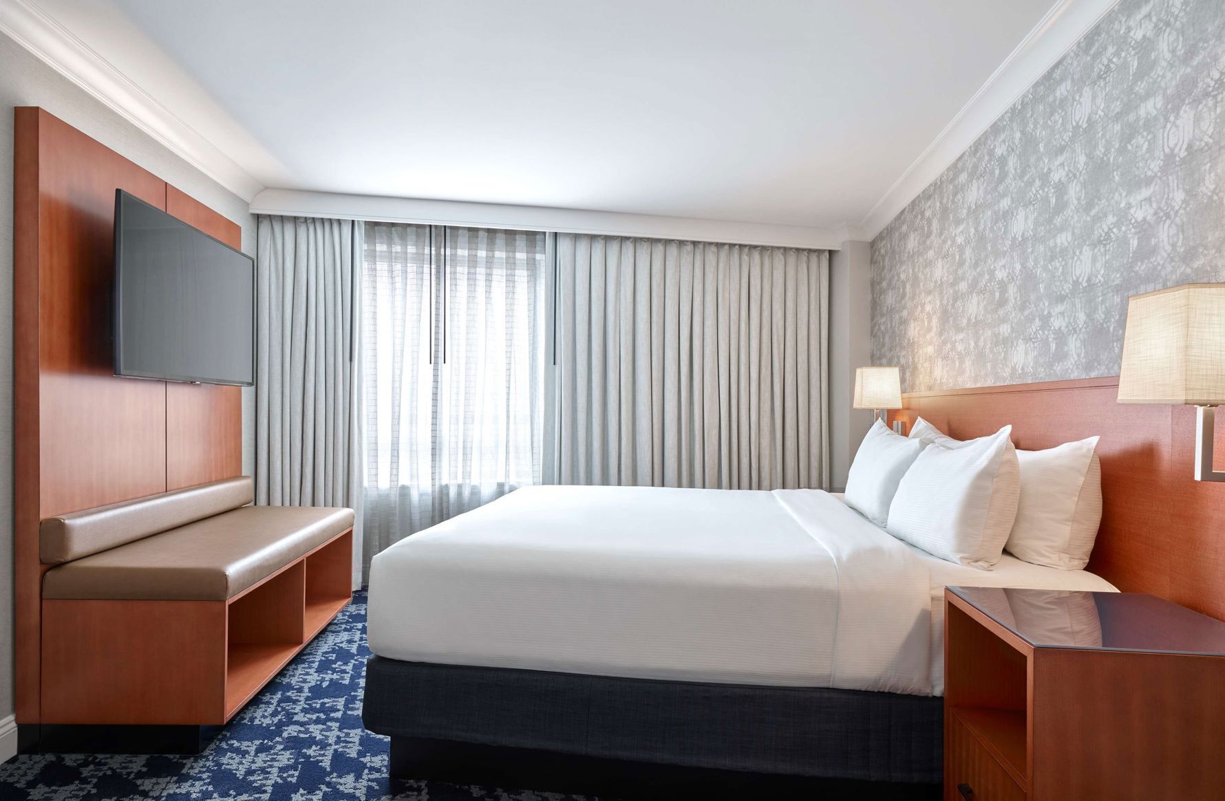 1 bedroom, premium bedding, pillowtop beds, desk