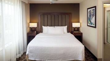 Hypo-allergenic bedding, down comforters, desk, laptop workspace