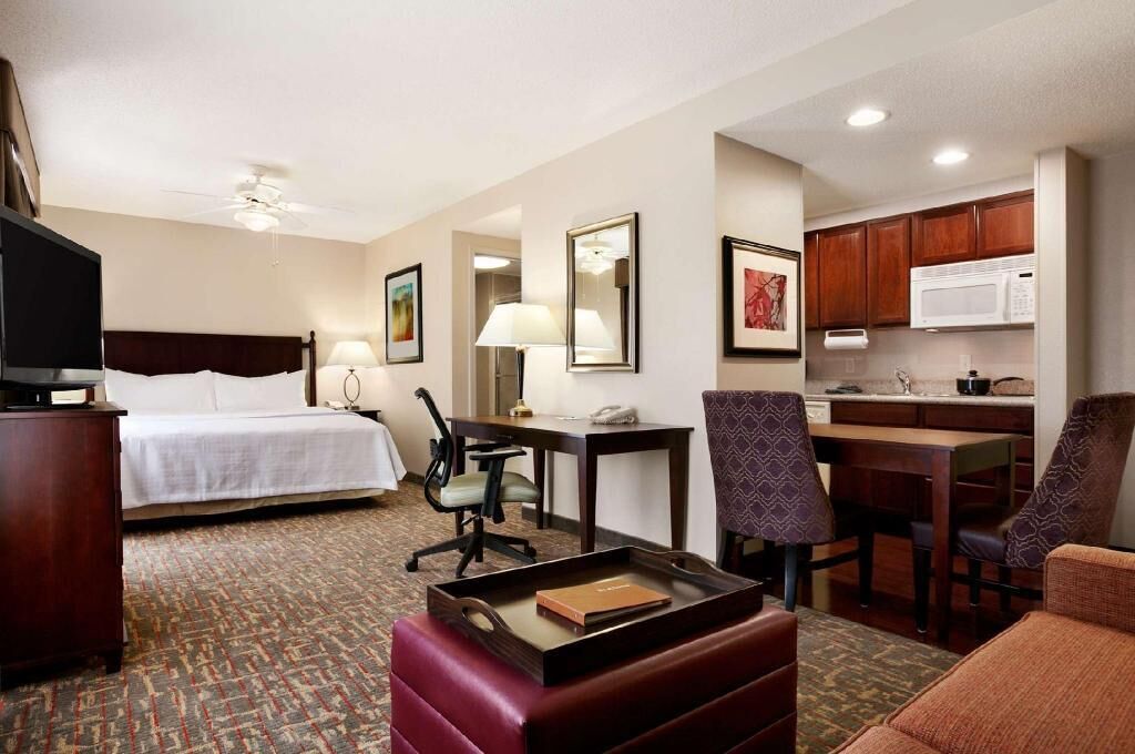 Hypo-allergenic bedding, down comforters, desk, laptop workspace