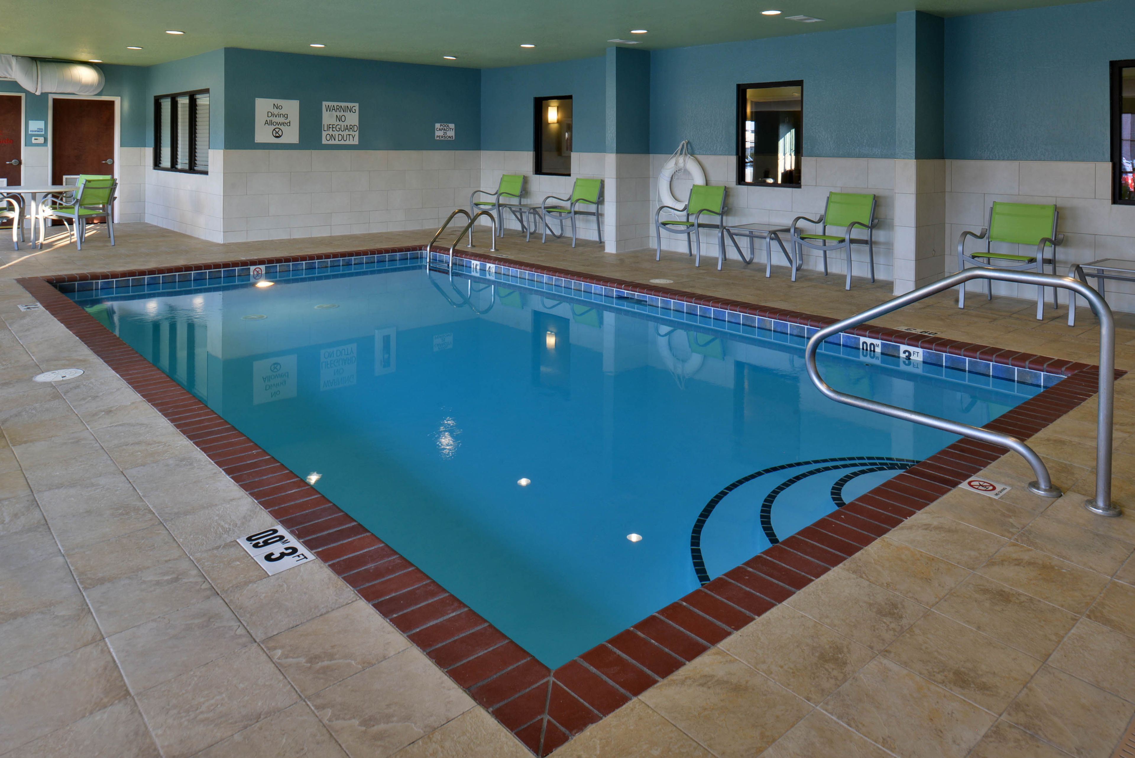 indoor pool, pool loungers