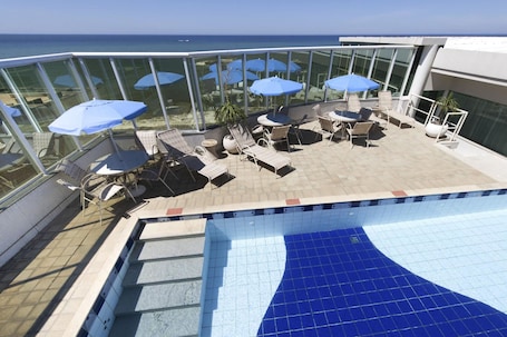 Indoor pool, outdoor pool, sun loungers