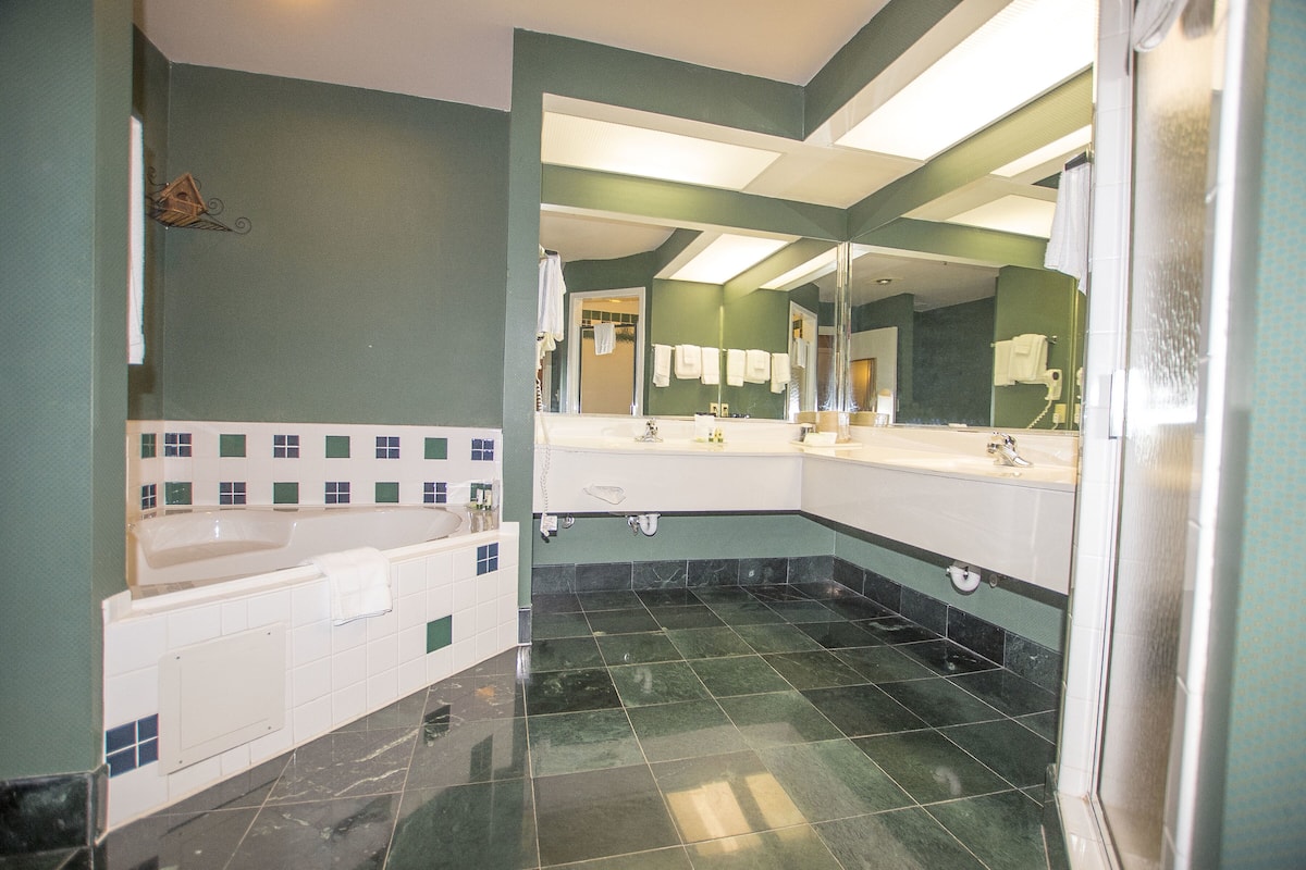 Habitación presidencial, 1 cama King size, para no fumadores, vista parcial al lago | Baño | Amenidades de baño gratuitas, secadora de cabello, toallas, jabón