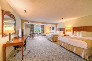 Junior Suite - 2 Queens, Non-Smoking (located over the lounge) | 1 bedroom, desk, soundproofing, iron/ironing board