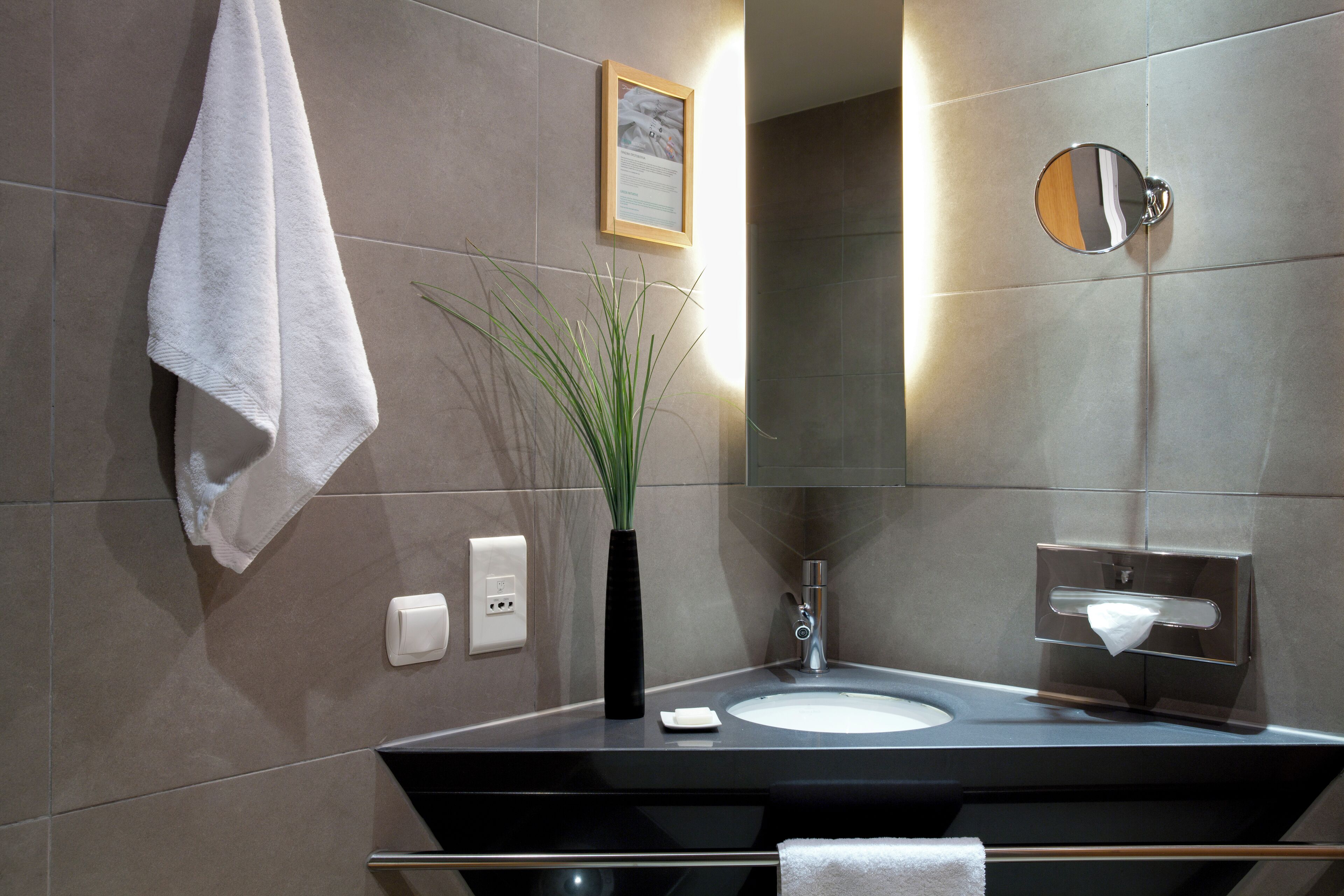 free toiletries, hair dryer, slippers, towels