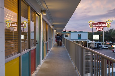 Front of property - evening/night. Thunderbird Inn