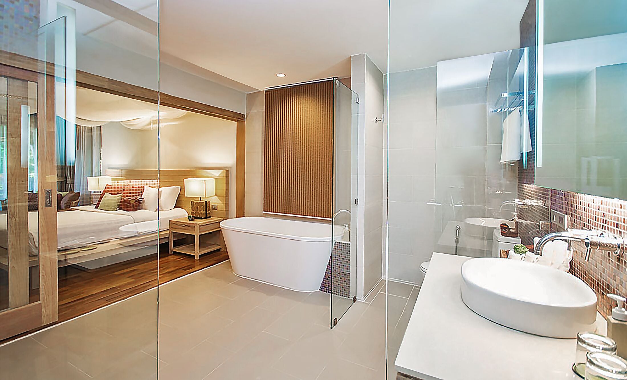 grand ocean chalet suite | bathroom | free toiletries, hair dryer, bathrobes, slippers