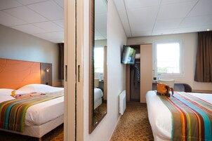 Desk, blackout drapes, soundproofing, iron/ironing board