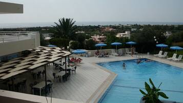 Outdoor pool, pool umbrellas