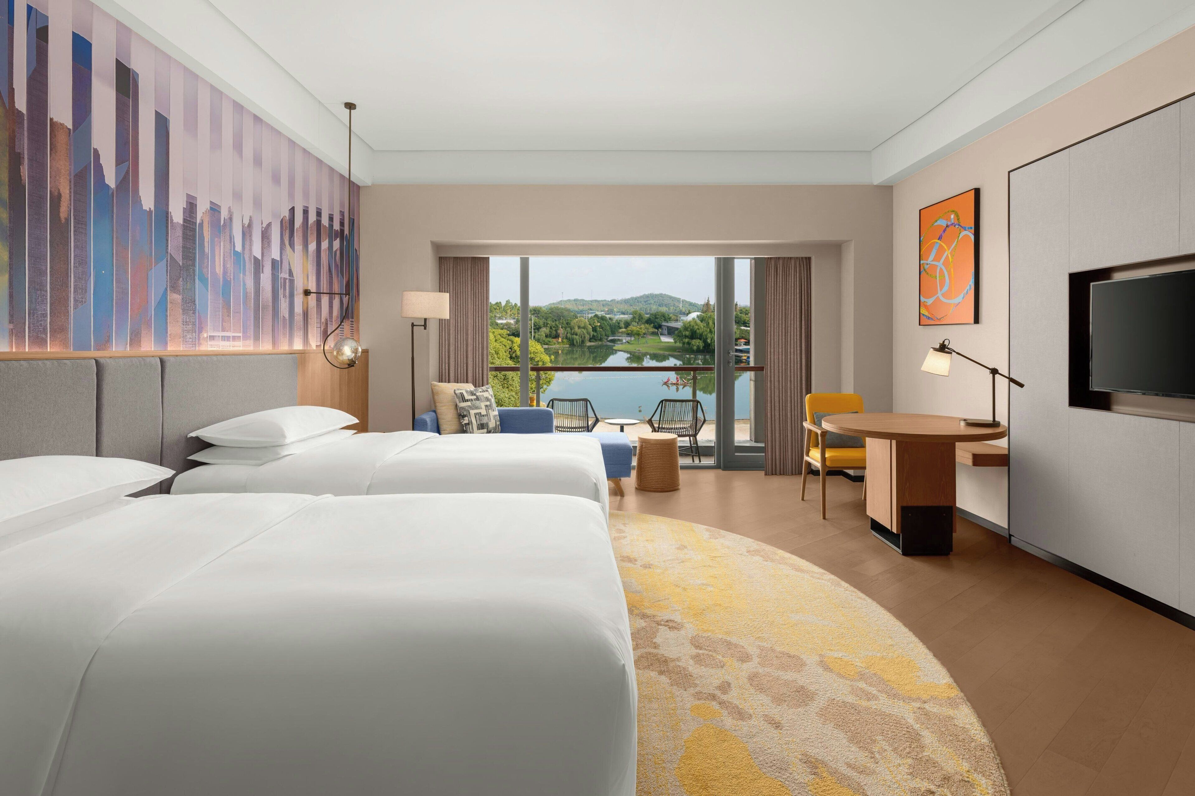 Room, 2 Twin Beds, Balcony, Lake View | Minibar, in-room safe, desk, blackout drapes