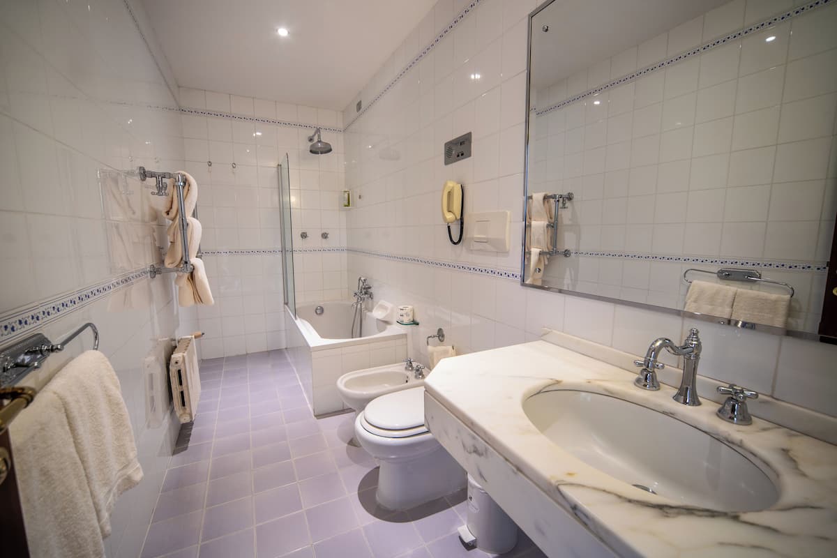 superior double or twin room | bathroom | combined shower/bathtub, free toiletries, hair dryer, towels