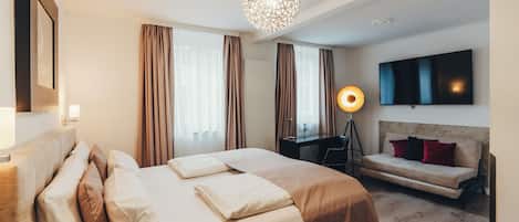 Hypo-allergenic bedding, in-room safe, individually decorated