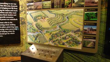 A display board with a map and informational text about rural areas.