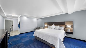 In-room safe, desk, laptop workspace, blackout curtains