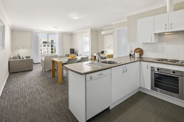 Standard Apartment, 2 Bedrooms, Non Smoking, City View | Private kitchen | Full-size fridge, microwave, oven, stovetop