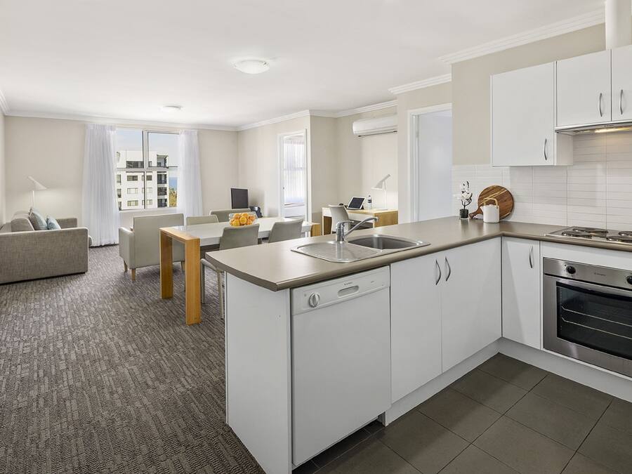 Standard Apartment, 2 Bedrooms, Non Smoking, City View | Private kitchen | Full-size fridge, microwave, oven, stovetop