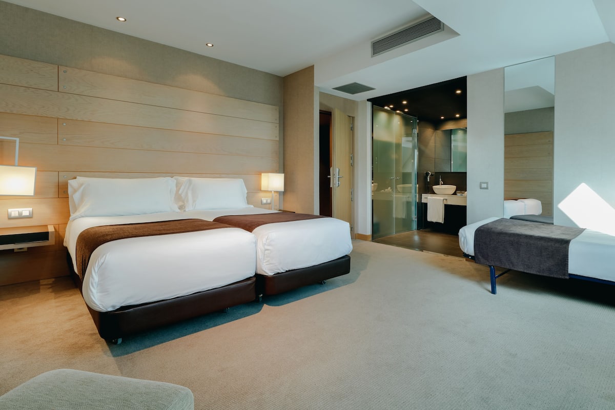 Hypo-allergenic bedding, minibar, in-room safe, desk