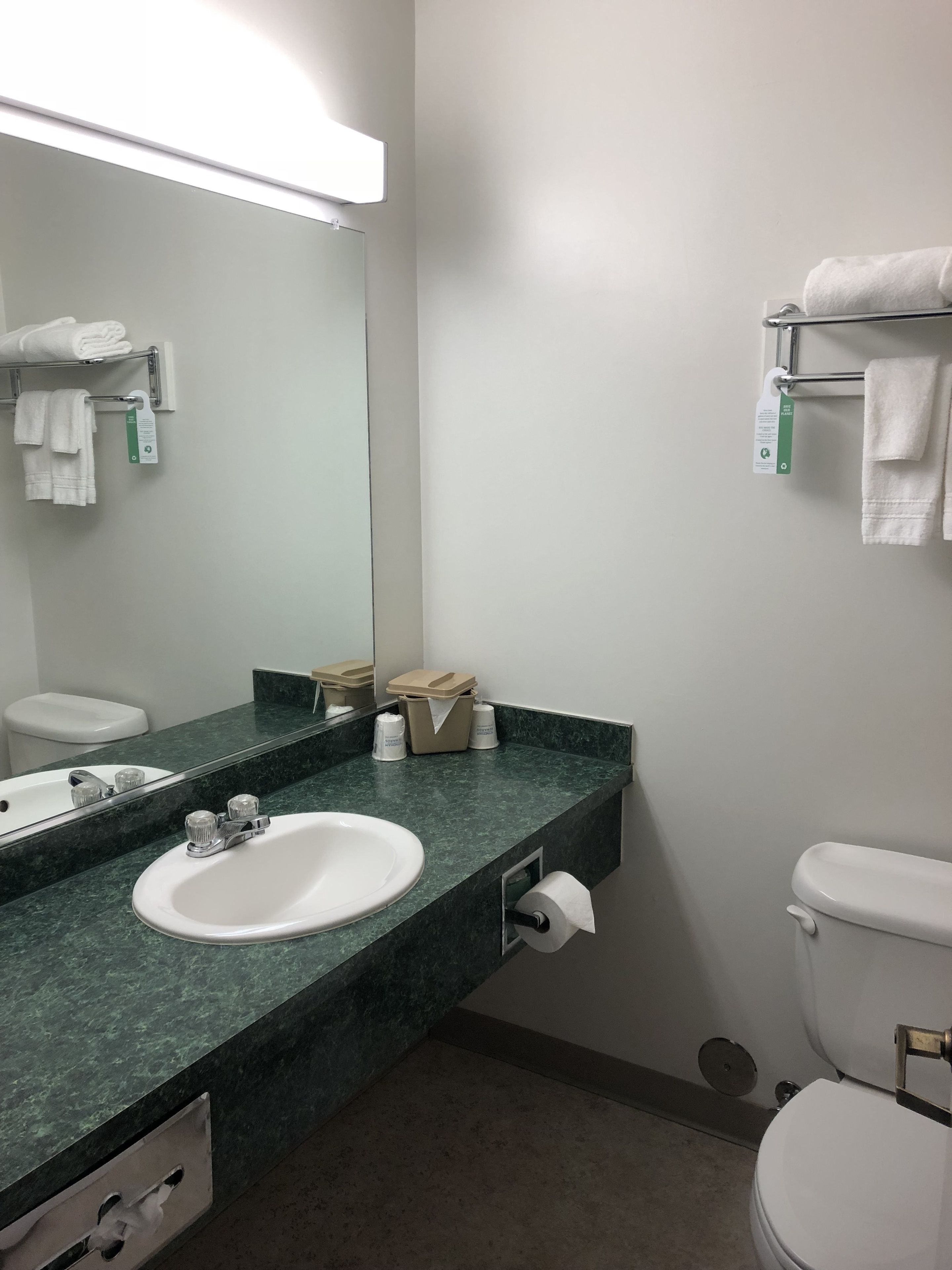 combined shower/bathtub, free toiletries, hair dryer, towels