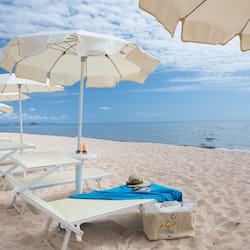 Private beach, sun-loungers, beach umbrellas