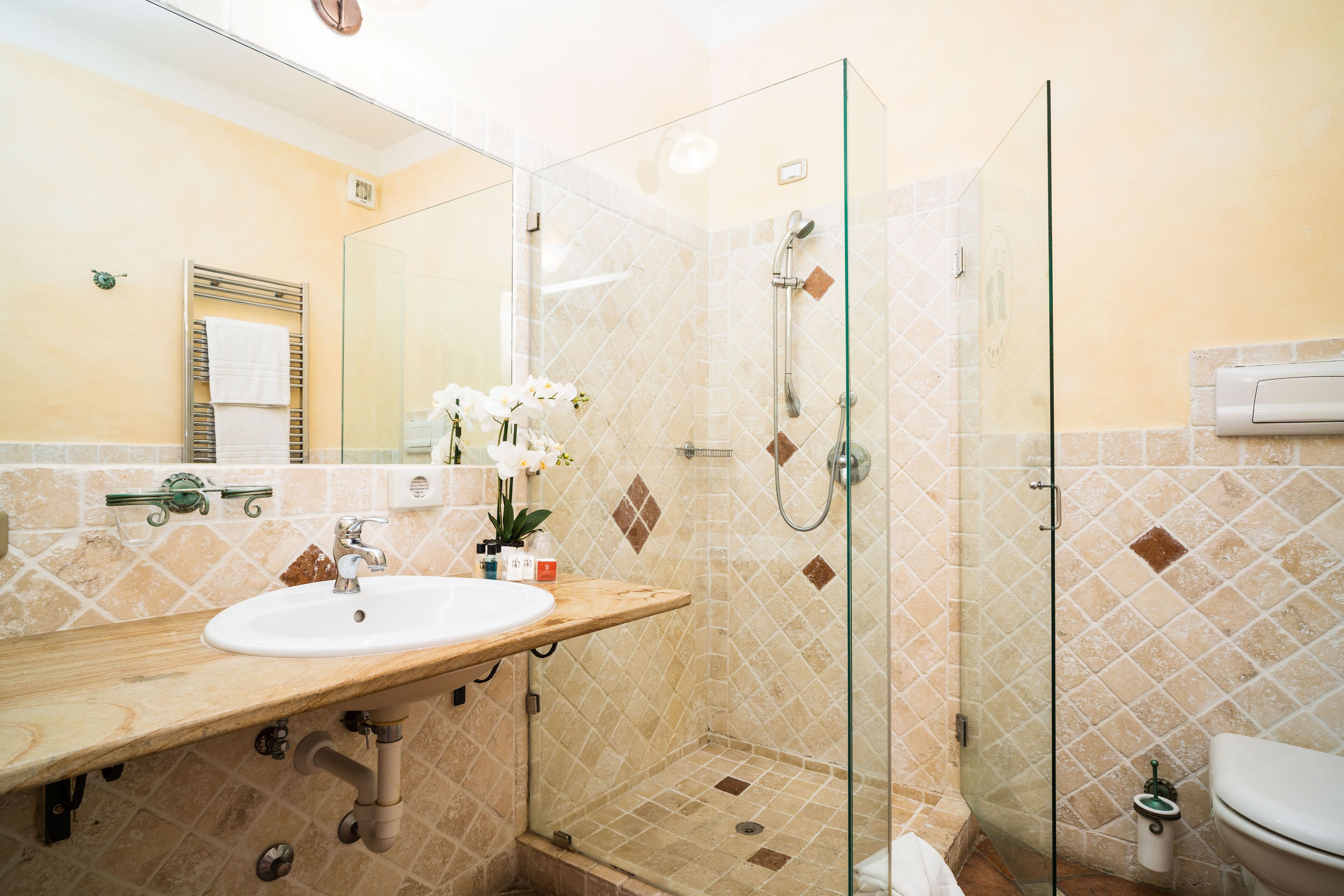 shower, rainfall showerhead, hair dryer, bidet