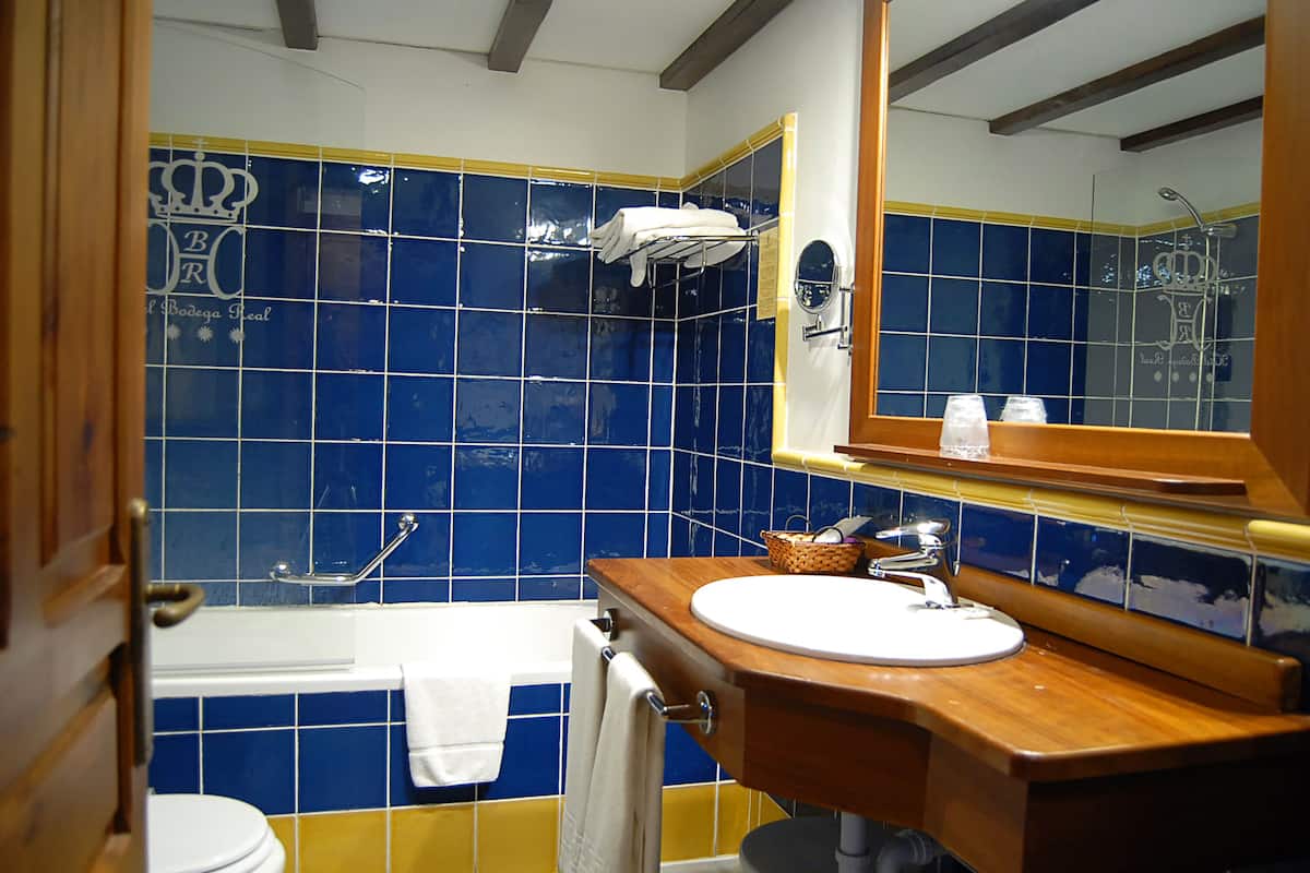 free toiletries, hair dryer, bidet, towels