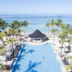 Outdoor pool, pool umbrellas, pool loungers
