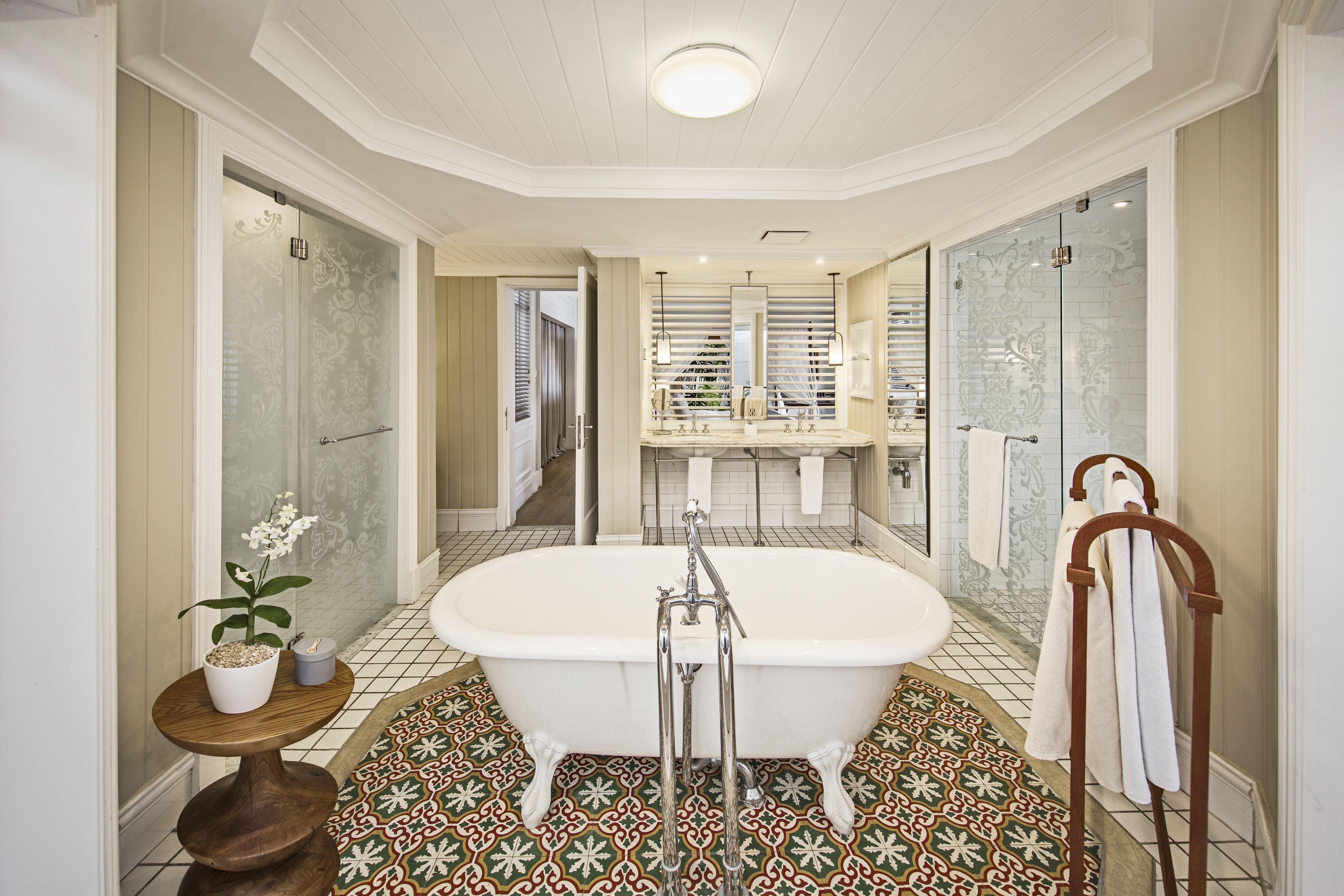 shower, eco-friendly toiletries, hair dryer, bathrobes