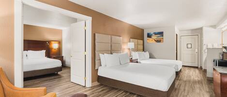 1 bedroom, desk, blackout drapes, iron/ironing board