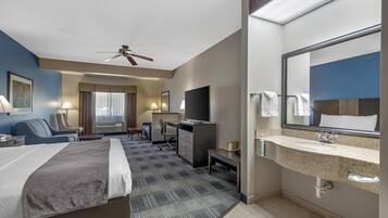 Standard Room, 1 King Bed, Non Smoking, Refrigerator & Microwave (with Single Sofabed;Larger Room) | Pillowtop beds, desk, laptop workspace, WiFi